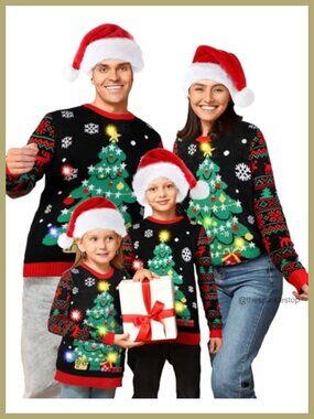 Ugly Christmas Sweater Light Up Snowman Pullover Mock Neck Long Sleeve